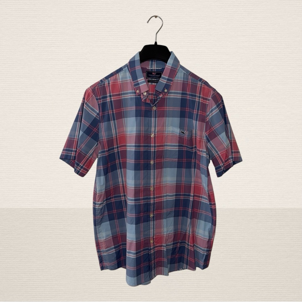 Vineyard Vines Red and Blue Slim Fit Tucker Casual Button Down Shirt